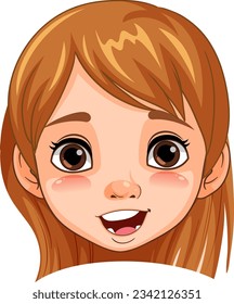 A cartoon vector illustration of a cute woman with a surprised expression