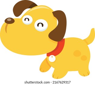 A cartoon vector illustration of a cute yellow dog.