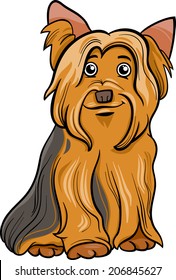 Cartoon Vector Illustration of Cute Yorkshire Terrier Dog or York