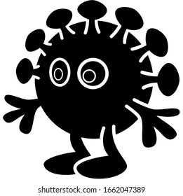 Cartoon vector illustration of dangerous corona virus COVID-19 with eyes, hands and legs