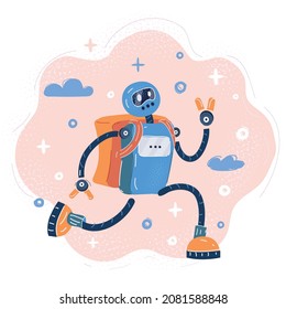 Dibujo vectorial de dibujos animados de la ejecución del robot de entrega
