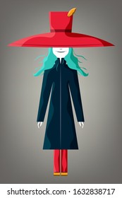 Cartoon vector illustration design. Character for your project. The girl in the hat.