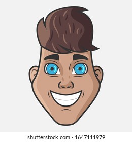 Cartoon vector illustration design. Character for your project. The man with brown hair. Portrait of smiling man.
