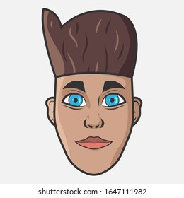 Cartoon vector illustration design. Character for your project. The woman with brown hair. Portrait of attractive female. 