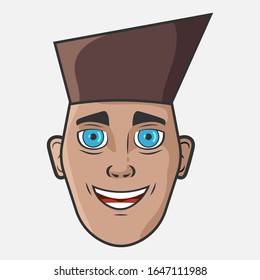 Cartoon vector illustration design. Character for your project. The man with brown hair. Portrait of smiling man.