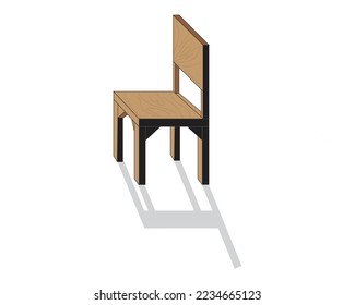 dibujo gráfico vectorial de una silla pequeña simple para sentarse de madera pintada de color marrón