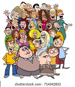 Cartoon Vector Illustration of Different People Characters in the Crowd