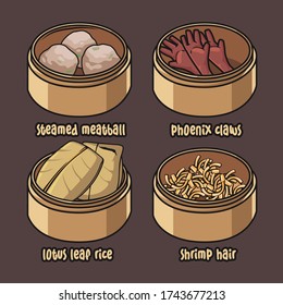 Cartoon vector illustration of dimsum chinesse dessert fit for menu, cooking book or your campaign.