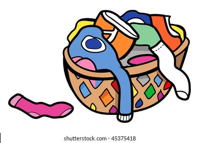 cartoon vector illustration dirty clothes laundry basket