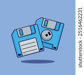 Cartoon vector illustration of diskette, retro floppy disk.
Vector cartoon Illustration suitable for poster, brochure, web, mascot, sticker, logo and icon.
