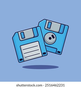 Cartoon vector illustration of diskette, retro floppy disk.
Vector cartoon Illustration suitable for poster, brochure, web, mascot, sticker, logo and icon.