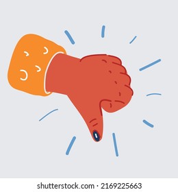 Cartoon vector illustration of Dislike hand. Thumb down
