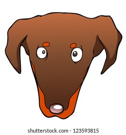 Cartoon vector illustration of a cartoon doberman's head
