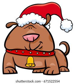 Cartoon Vector Illustration of Dog Animal Character on Christmas Time