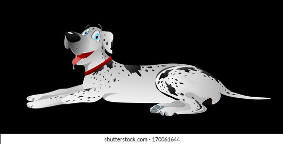 cartoon vector illustration of a Dog Great Dane White Laying