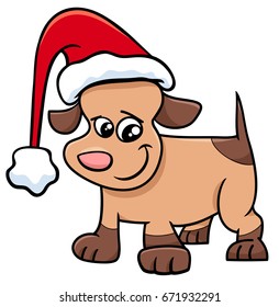 Cartoon Vector Illustration of Dog or Puppy Animal Character on Christmas Time