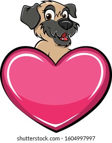 cartoon vector illustration of a Dog terrier heart