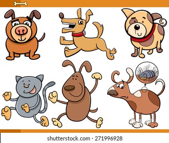 Cartoon Vector Illustration of Dogs Animal Characters Set