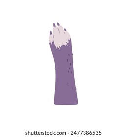 Cartoon vector illustration of a dog's paw on a white background. Adorable pet paw print icons are perfect for creating veterinary logos or animal care graphics.