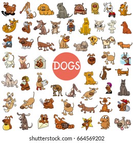 Cartoon Vector Illustration of Dogs Pet Animal Characters Large Set