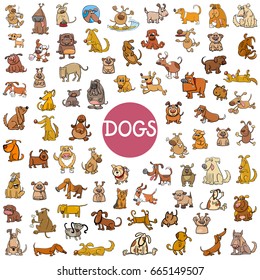 Cartoon Vector Illustration of Dogs Pet Animal Characters Big Set