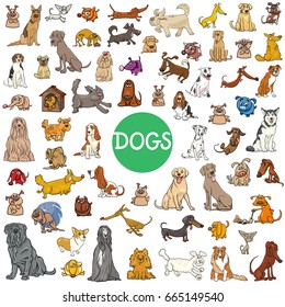 Cartoon Vector Illustration of Dogs Pet Animal Characters Big Collection