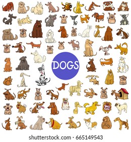 Cartoon Vector Illustration of Dogs Pet Animal Characters Huge Set