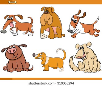 Cartoon Vector Illustration of Dogs Pets Animal Characters Set