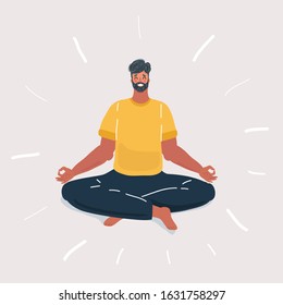 Cartoon vector illustration of Doing Yoga man on white background.