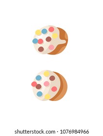 Cartoon vector illustration donut. Hand drawn font with sweet bun. Actual Creative art bake alphabet 