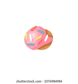 Cartoon vector illustration donut. Hand drawn font with sweet bun. Actual Creative art bake alphabet 