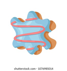 Cartoon vector illustration donut. Hand drawn font with sweet bun. Actual Creative art bake alphabet 