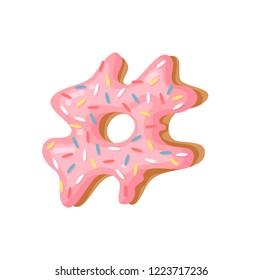 Cartoon vector illustration donut. Hand drawn font with sweet bun. Actual Creative art bake alphabet 