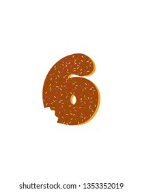Cartoon vector illustration donut. Hand drawn set of numbers with sweet bun.