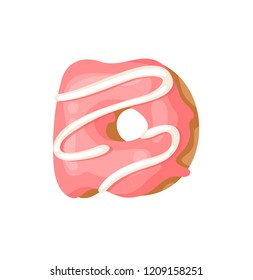 Cartoon vector illustration Donut Letters D. Hand drawn font with sweet bun. Actual Creative art bake alphabet 