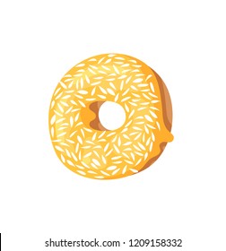 Cartoon vector illustration Donut Letters O. Hand drawn font with sweet bun. Actual Creative art bake alphabet 