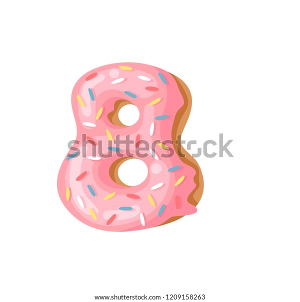 Cartoon Vector Illustration Donut Number 8 Stock Vector (Royalty Free ...