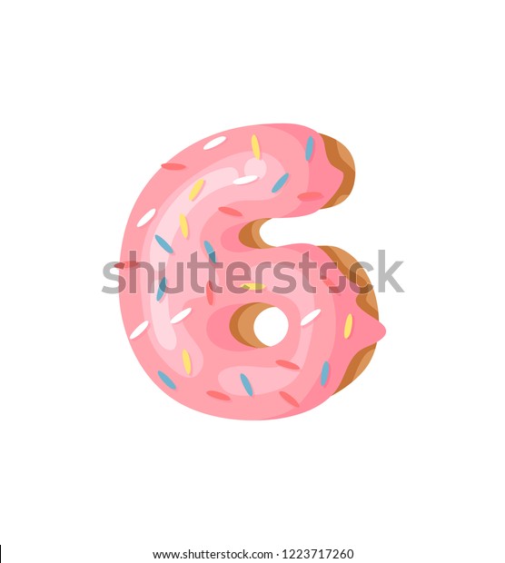 Cartoon Vector Illustration Donut Number 6 Stock Vector (Royalty Free ...