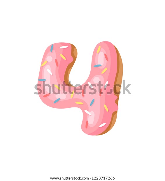 Cartoon Vector Illustration Donut Number 4 Stock Vector (Royalty Free ...