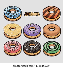 Cartoon vector illustration of doughnuts fit for menu, label, collection, cooking book and assets.