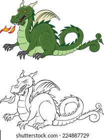 cartoon vector illustration Dragon Medieval 