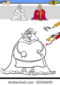 Cartoon Vector Illustration of Drawing and Coloring Educational Task for Preschool Children with King Fantasy Character