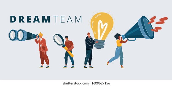 Cartoon Vector Illustration Dream Team Concept Stock Vector (Royalty ...