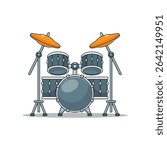cartoon vector illustration of drum set