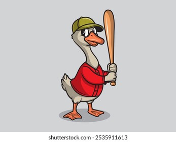 cartoon vector illustration of ducks playing base ball