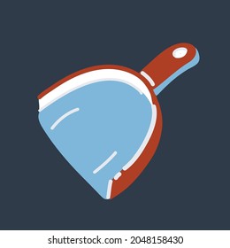 Cartoon vector illustration of dustpan on dark backround.