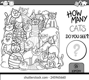Cartoon Vector Illustration of Education Counting Game for Coloring Book