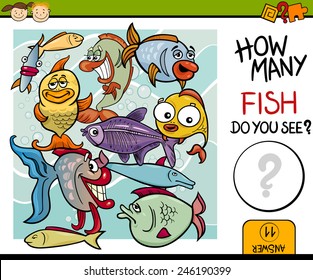 Cartoon Vector Illustration of Education Counting Game for Preschool Children