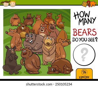 Cartoon Vector Illustration of Education Counting Game for Preschool Children