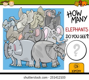 Cartoon Vector Illustration of Education Counting Game for Preschool Children